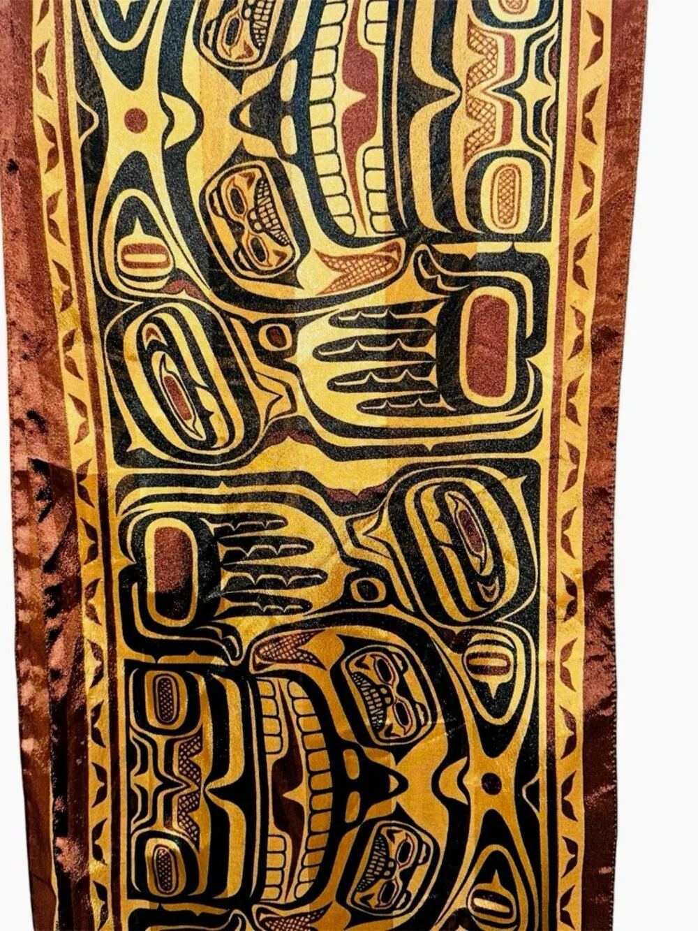 Clifton Fred Magenta 2001 Bear Box Tribal Design in Copper Oblong Scarf 60"x13" - Picture 5 of 5